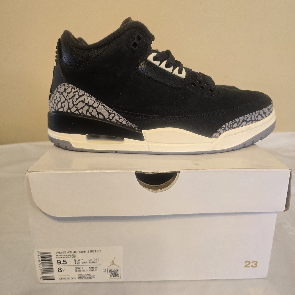 Women's Off Noir Jordan 3 Black and Gray